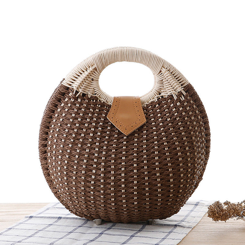 Women's Fashion Shell Cute Personality Rattan Weave Handbags