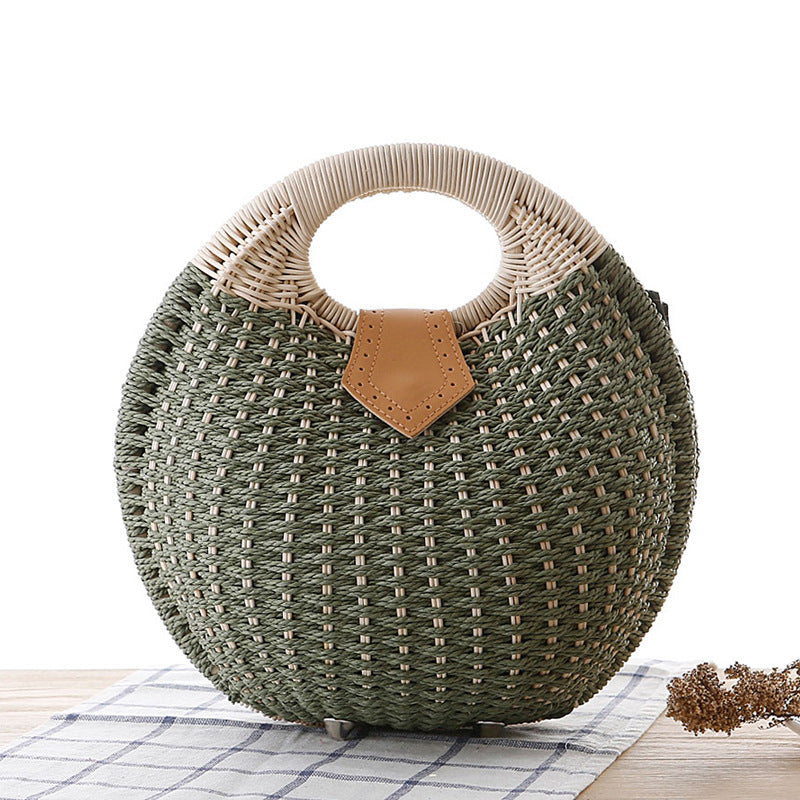 Women's Fashion Shell Cute Personality Rattan Weave Handbags