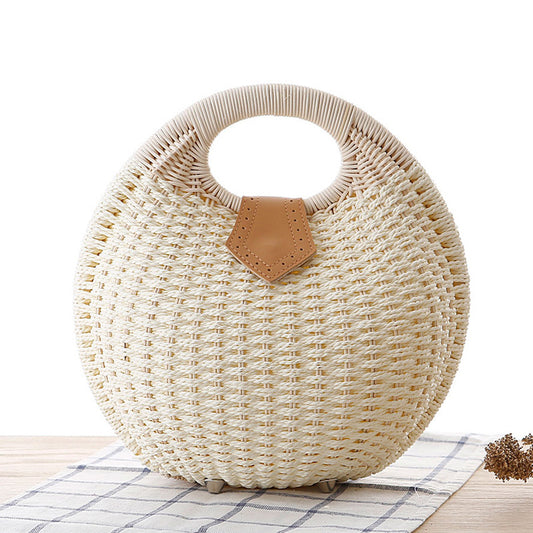 Women's Fashion Shell Cute Personality Rattan Weave Handbags