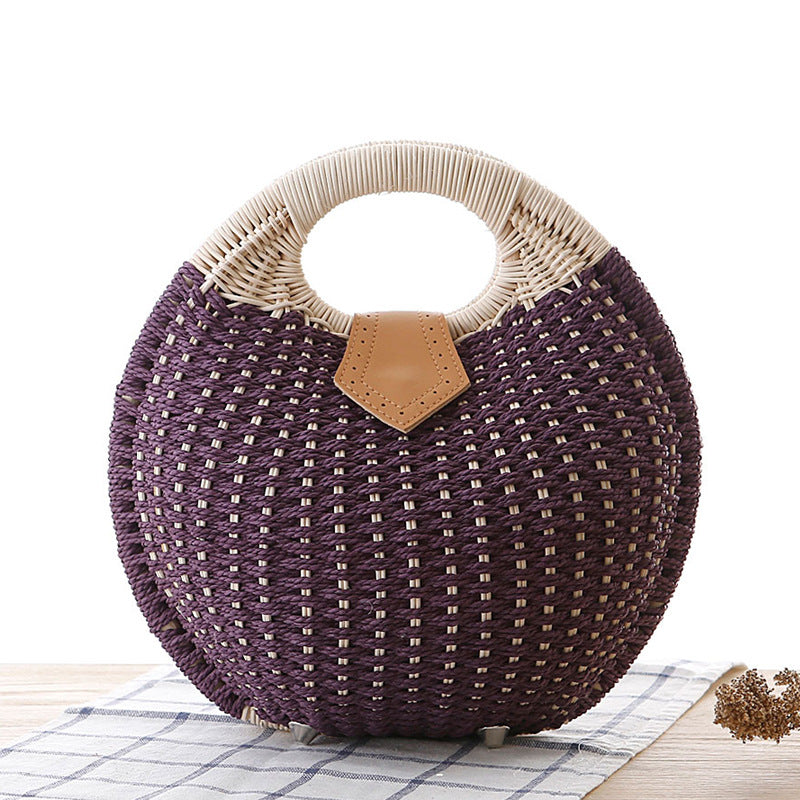 Women's Fashion Shell Cute Personality Rattan Weave Handbags