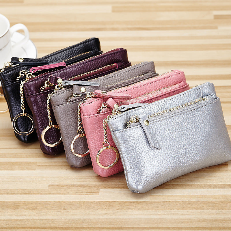 Elegant Women's Mini Genuine Leather Zipper Coin Purses