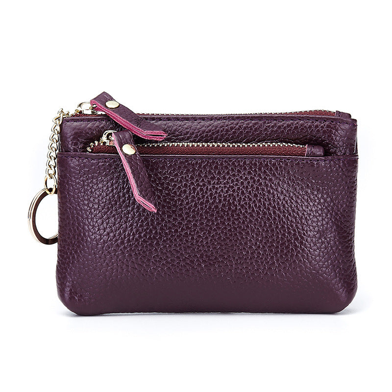 Elegant Women's Mini Genuine Leather Zipper Coin Purses