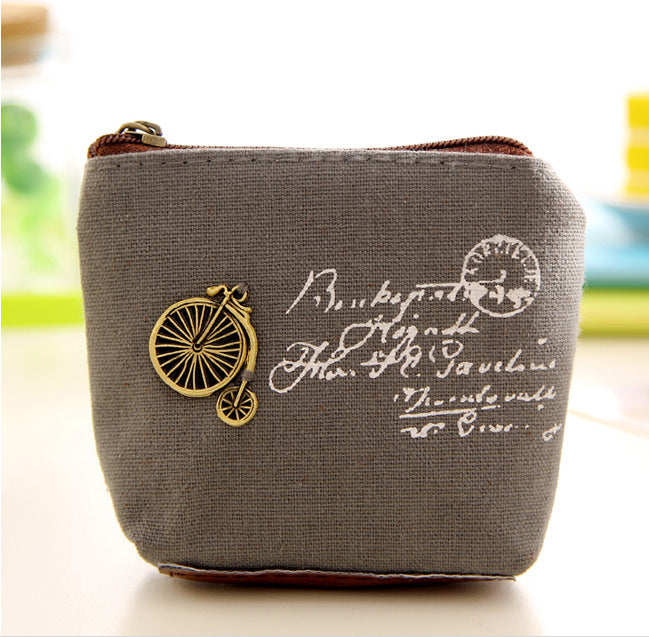Women's Korean Style Retro Canvas Zipper Shell Coin Purses