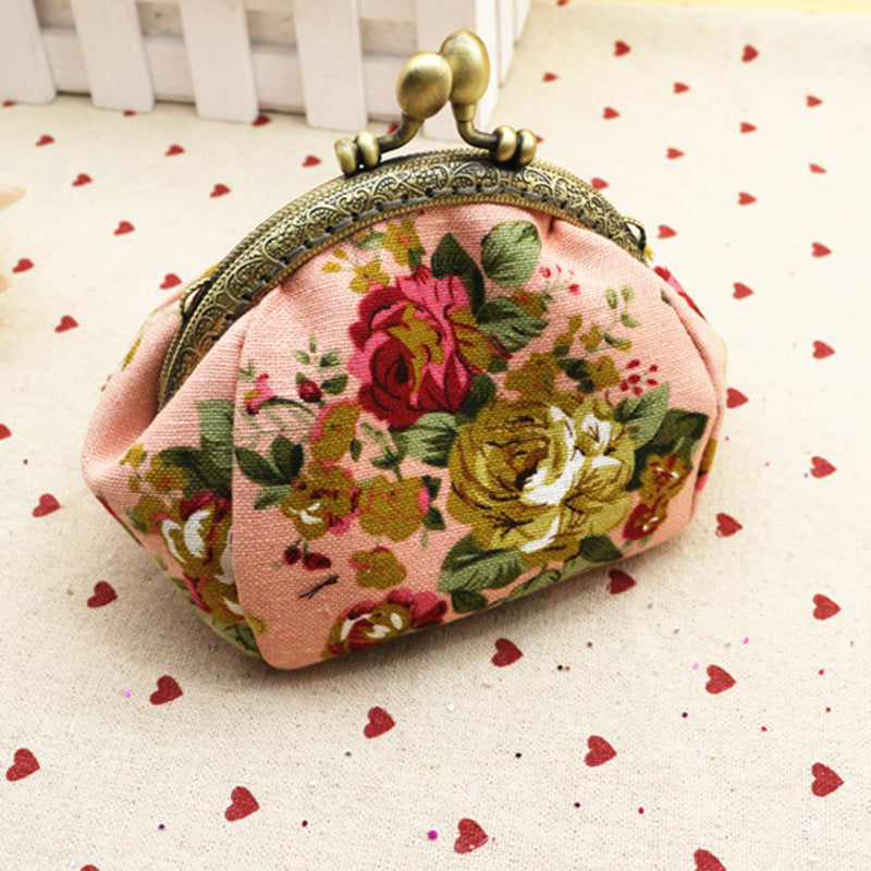 Women's Rose Handmade Printed Material Finished Purses
