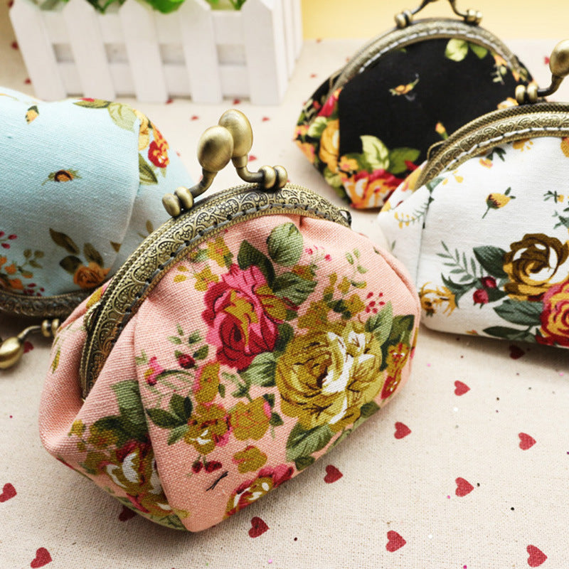 Women's Rose Handmade Printed Material Finished Purses