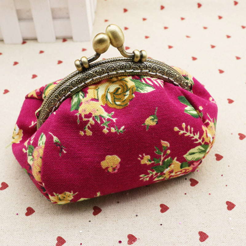 Women's Rose Handmade Printed Material Finished Purses