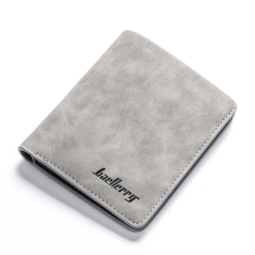 Men's Short Retro Frosted Two Fold Vertical Men's Wallets