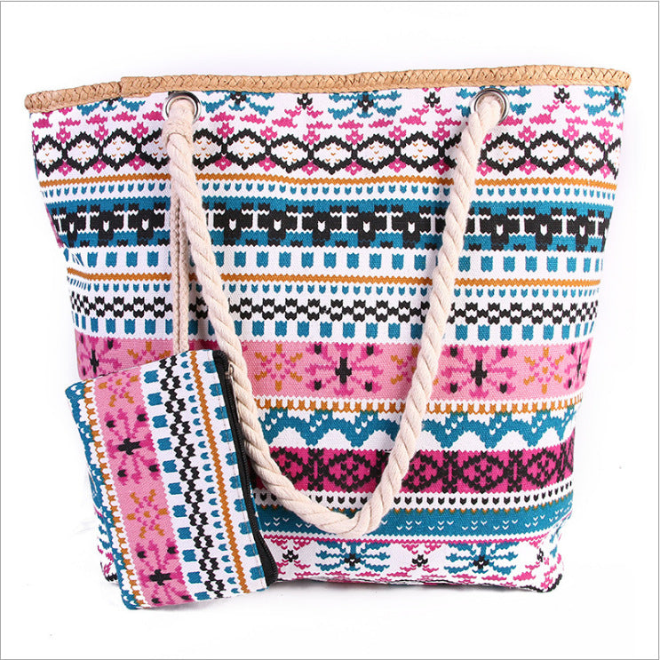 Women's Beach Colorful Large Capacity Canvas Portable Strap Women's Shoulder Bag