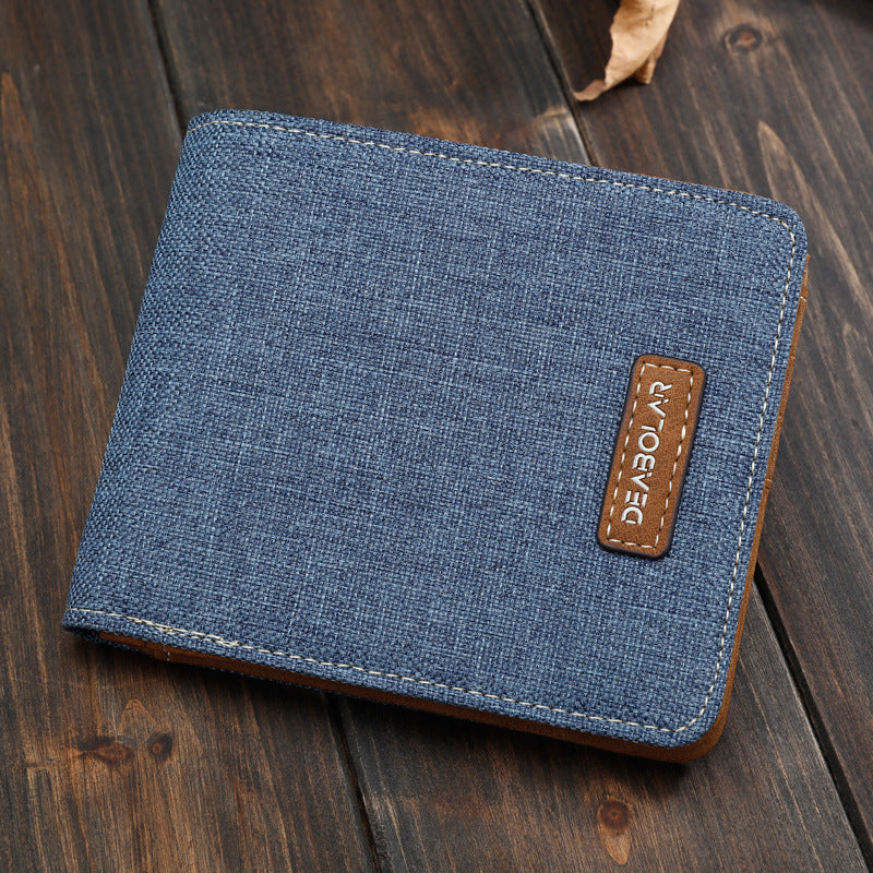 Men's Short Version Canvas Horizontal Simple Fashion Men's Wallets