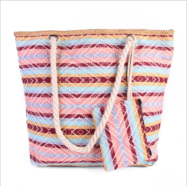 Women's Beach Colorful Large Capacity Canvas Portable Strap Women's Shoulder Bag