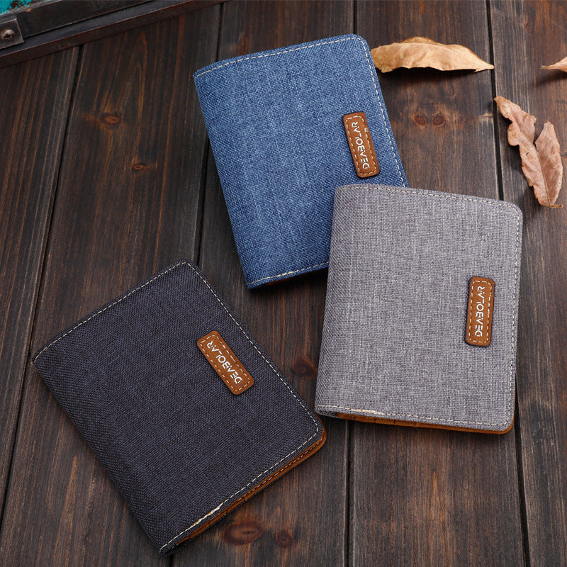 Men's Short Version Canvas Horizontal Simple Fashion Men's Wallets