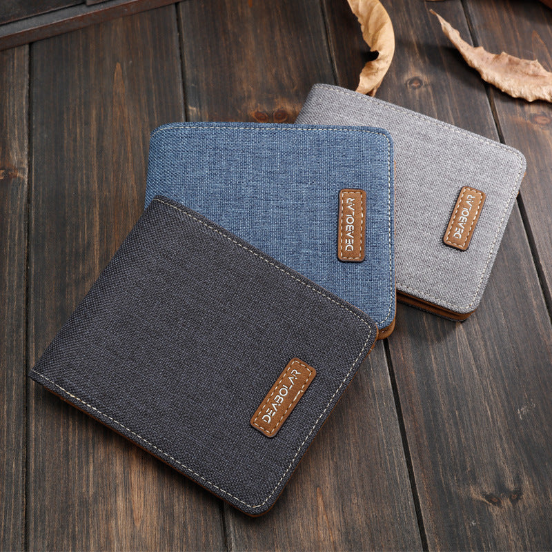 Men's Short Version Canvas Horizontal Simple Fashion Men's Wallets