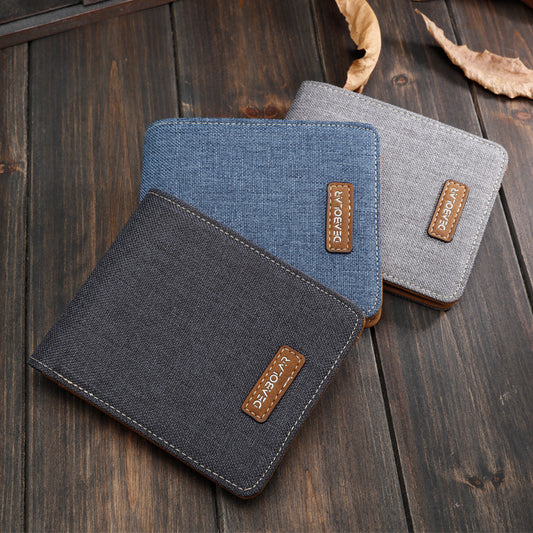 Men's Short Version Canvas Horizontal Simple Fashion Men's Wallets