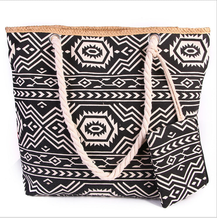 Women's Beach Colorful Large Capacity Canvas Portable Strap Women's Shoulder Bag