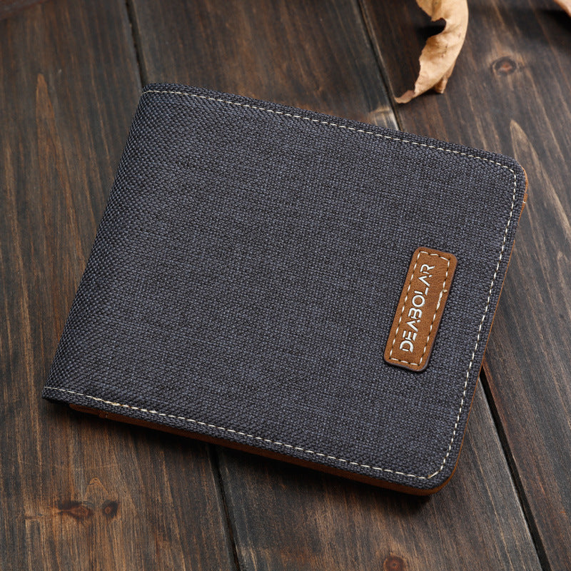 Men's Short Version Canvas Horizontal Simple Fashion Men's Wallets