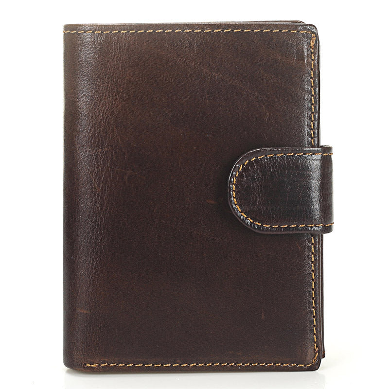 Men's Short Leather Vintage First Layer Vertical Men's Wallets