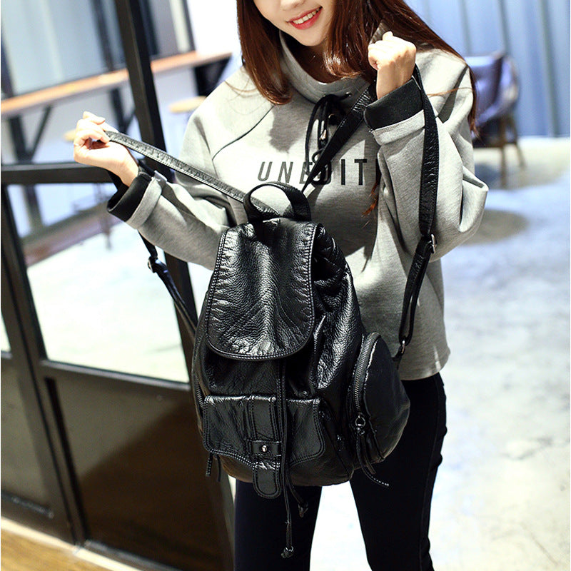 Women's Taoyin Leather Korean Versatile College Style Simple Women's Shoulder Bag