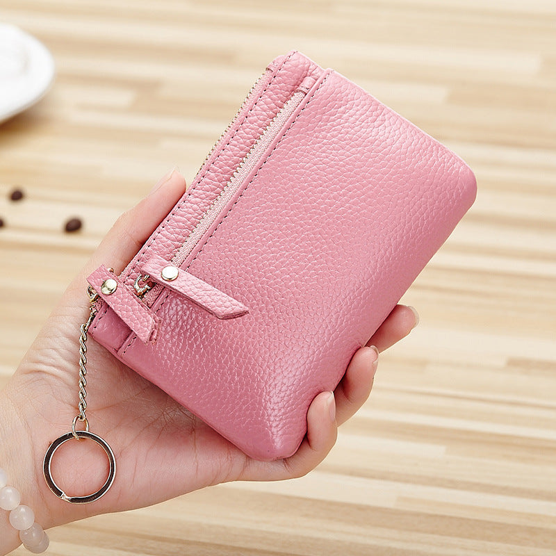 Elegant Women's Mini Genuine Leather Zipper Coin Purses