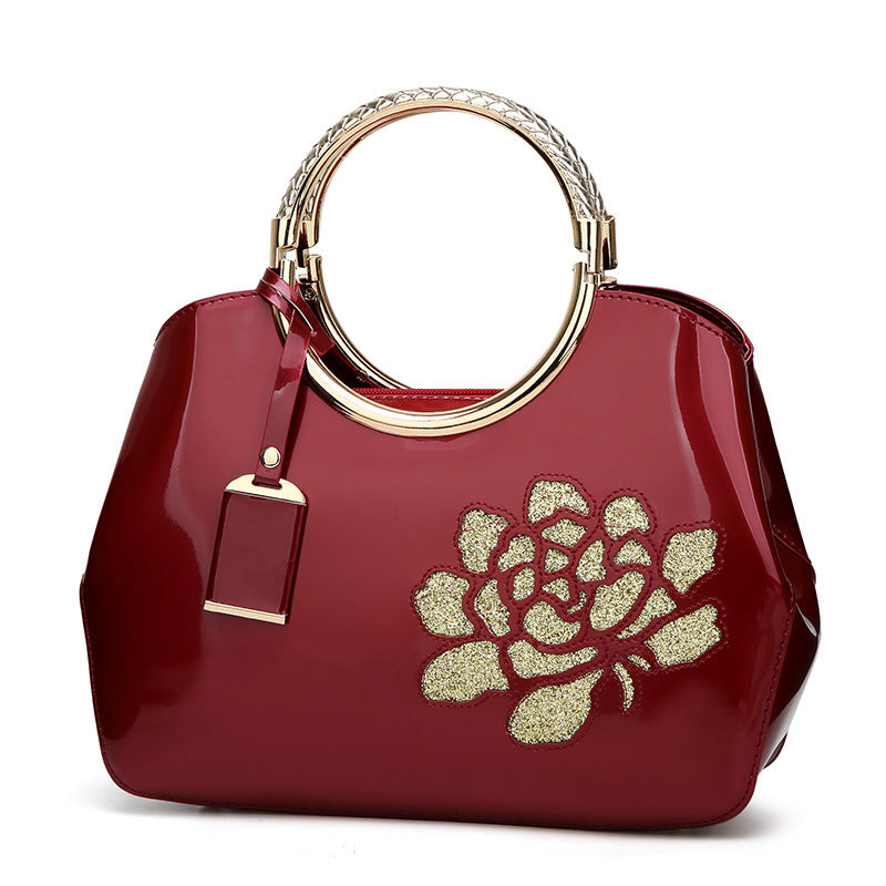 Women's Fashion Patent Leather Portable Glossy Shell Handbags