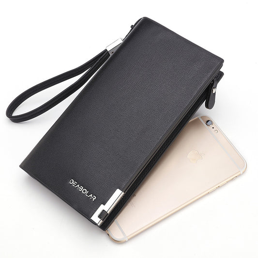 Men's Long Zipper Stylish And Versatile Clutch Korean Style Large Capacity Bags