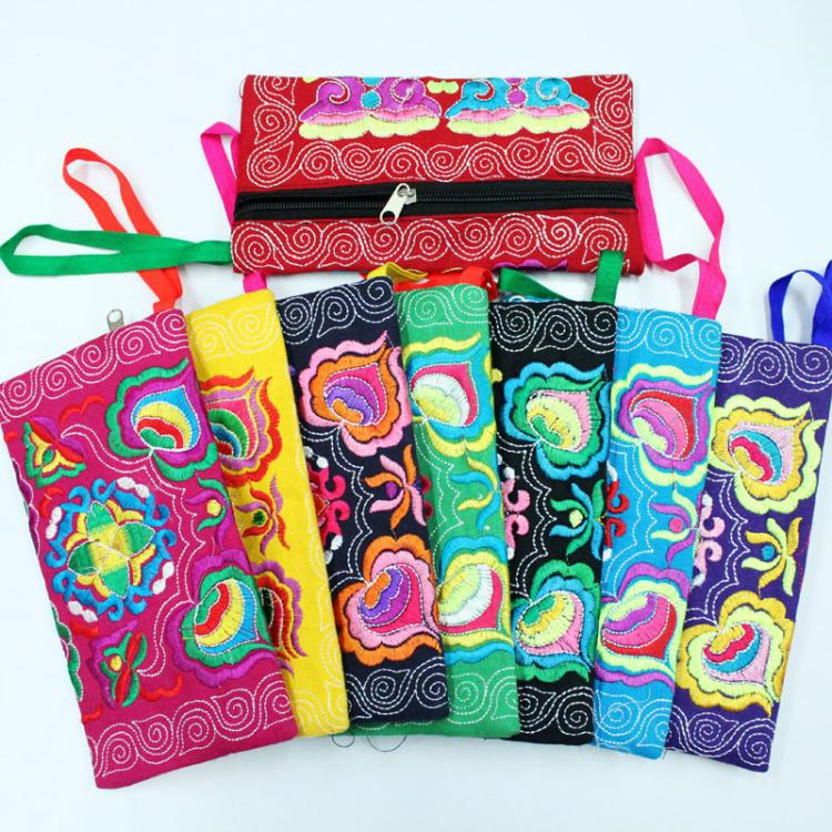 Flower Canvas Embroidered Clutch Tea Coffee Bags