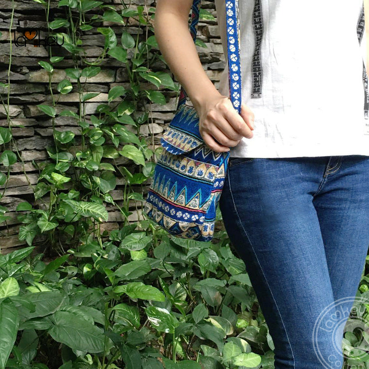 Forest Light Ethnic Print Linen Cotton Fabric Shoulder Bags