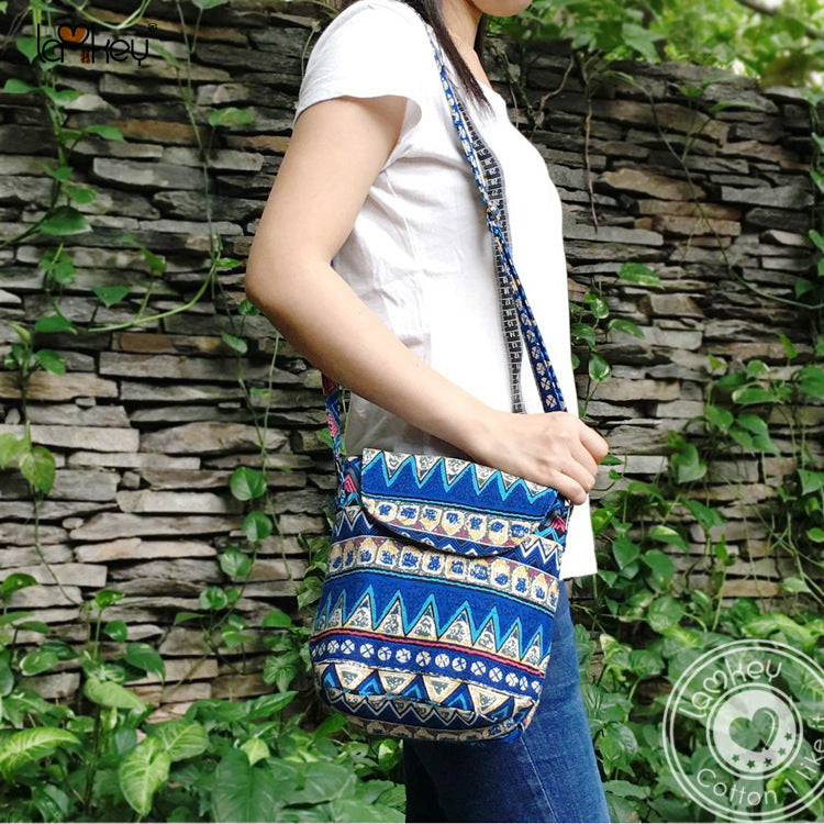 Forest Light Ethnic Print Linen Cotton Fabric Shoulder Bags