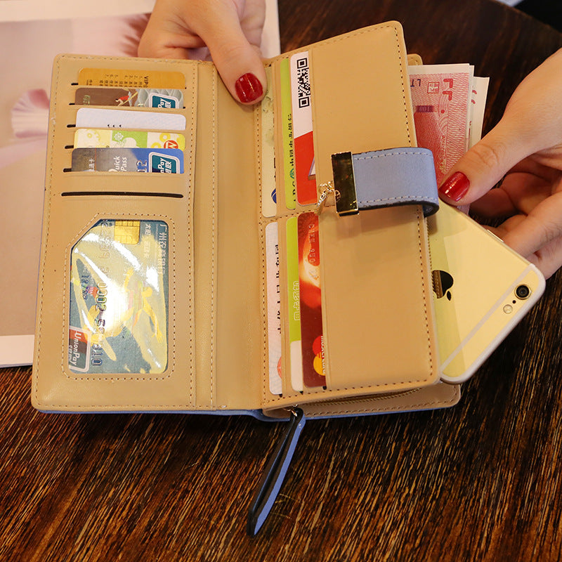Women's Sweet Lady Striped Zipper Mid-length Hollow Ladies Wallets