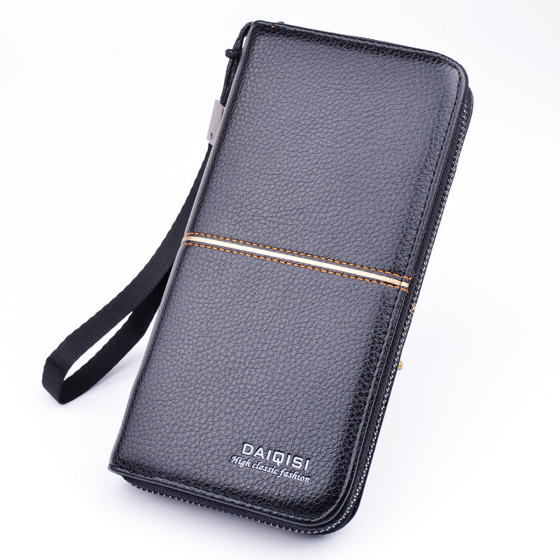 Men's Long Type Zipper Business Large Capacity Soft Men's Wallets