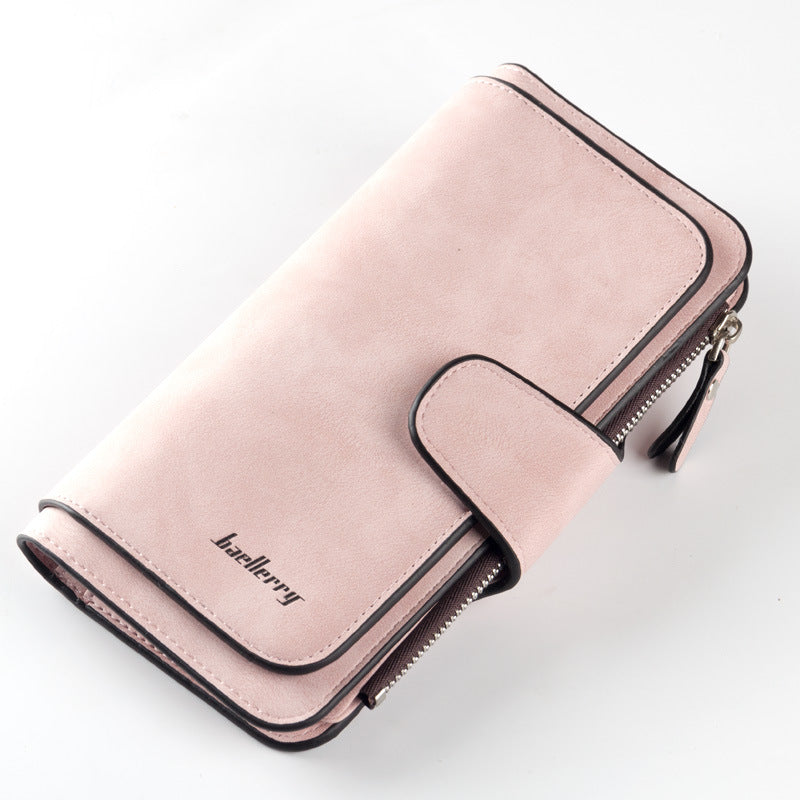 Women's Korean Three-fold Multiple Slots Frosted Two-tone Ladies Wallets