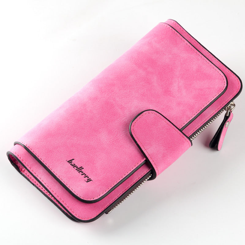 Women's Korean Three-fold Multiple Slots Frosted Two-tone Ladies Wallets