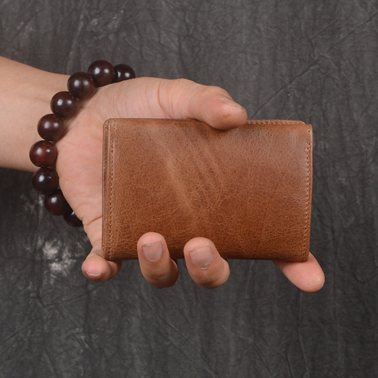 Women's & Men's Genuine Leather Hand-held Oil Large Capacity Coin Purses