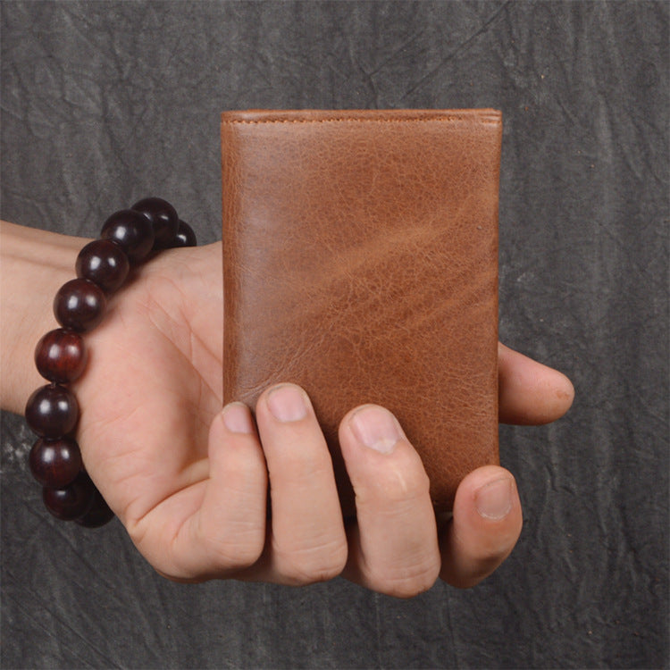 Women's & Men's Genuine Leather Hand-held Oil Large Capacity Coin Purses