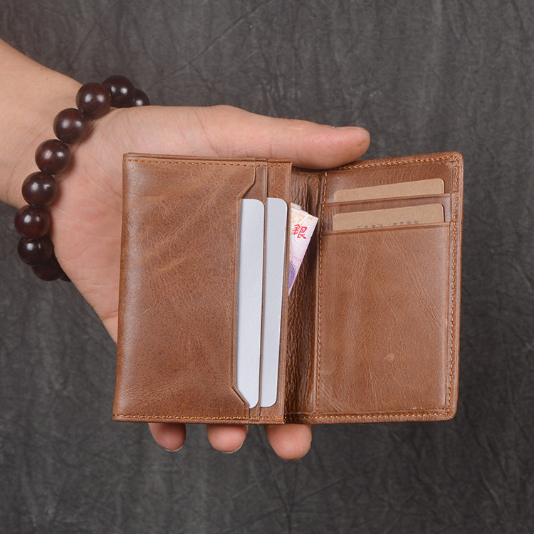 Women's & Men's Genuine Leather Hand-held Oil Large Capacity Coin Purses