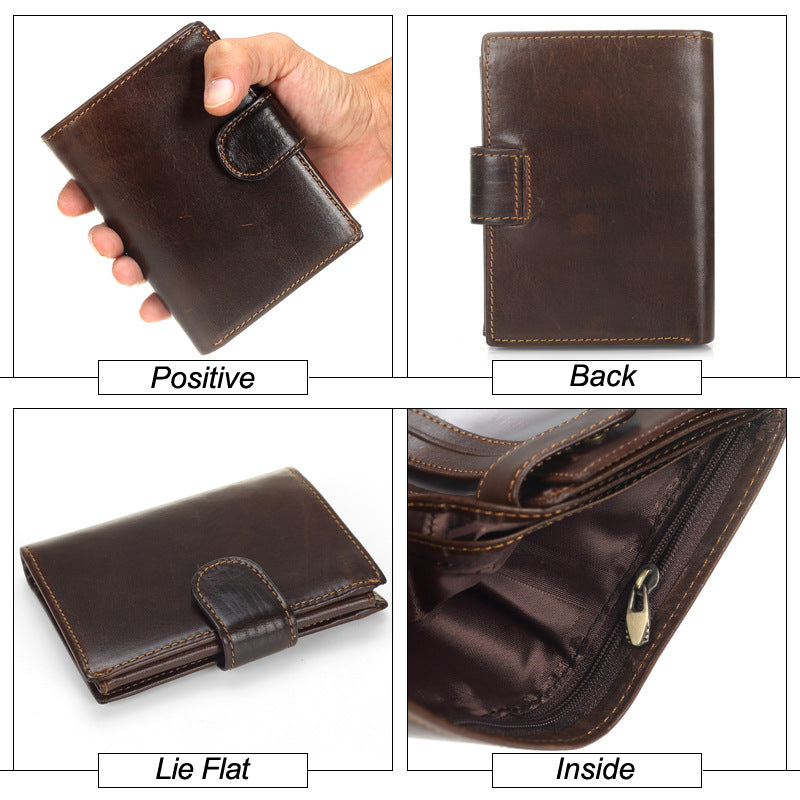 Men's Short Leather Vintage First Layer Vertical Men's Wallets