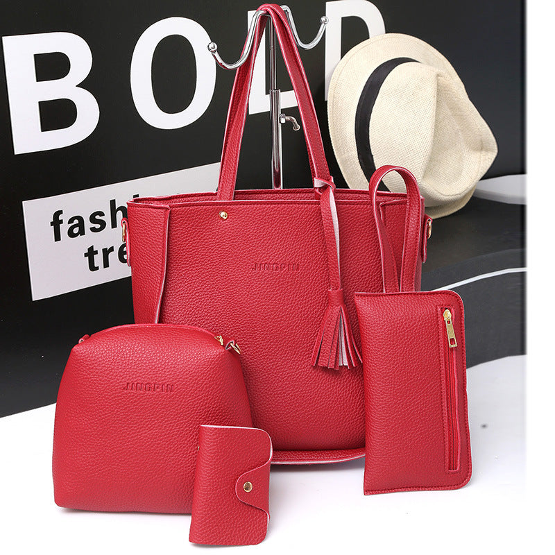 Women's Fashionable Lychee Pattern Set Mother Handbags