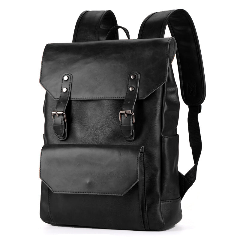 Korean Style Unisex Crazy Horse Leather Fashion Trend Large Backpacks