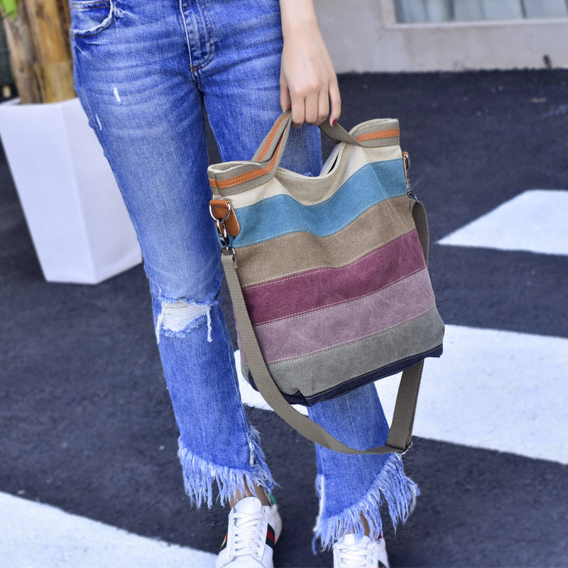 Women's Simple Artistic Canvas Portable Large Capacity Bags