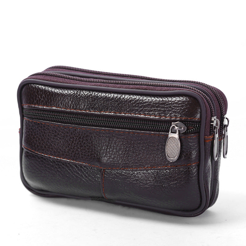 Men's Mobile Leather Business Cowhide Waterproof Cell Men's Waist Packs