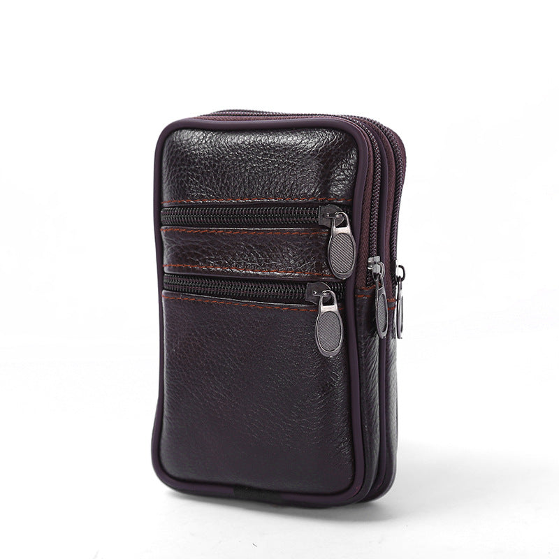 Men's Mobile Leather Business Cowhide Waterproof Cell Men's Waist Packs