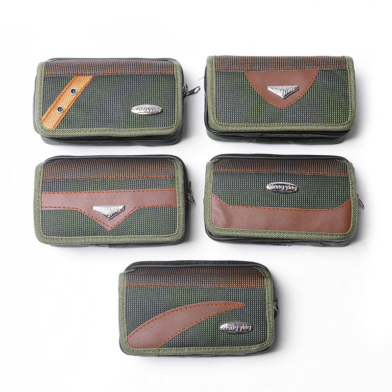 Men's Mobile With Canvas Stitching Leather Leisure Bags