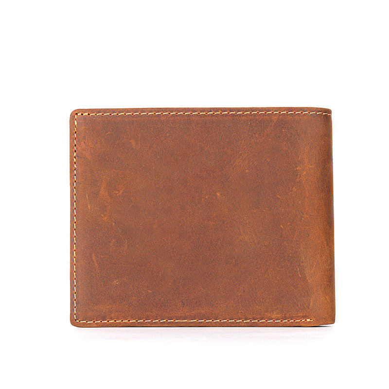 Men's Crazy Horse First Layer Cowhide Leather Business Horizontal Men's Wallets