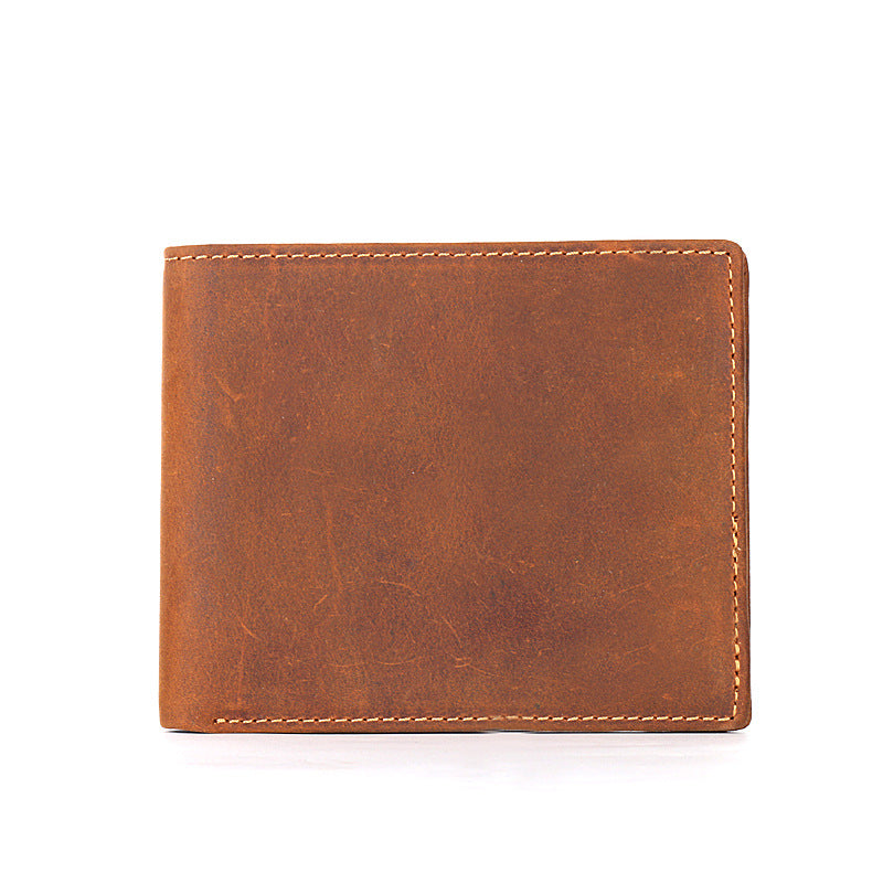 Men's Crazy Horse First Layer Cowhide Leather Business Horizontal Men's Wallets