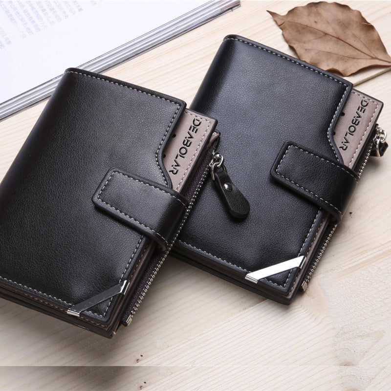 Men's Fan Mid-length Business Multifunction Multiple Slots Tri Men's Wallets
