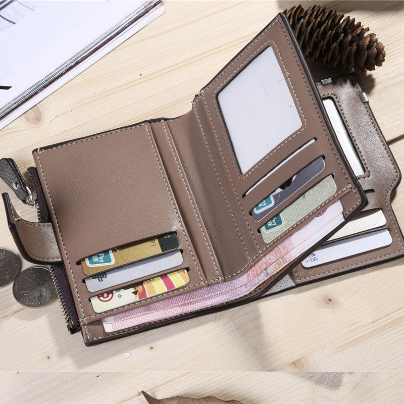 Men's Fan Mid-length Business Multifunction Multiple Slots Tri Men's Wallets
