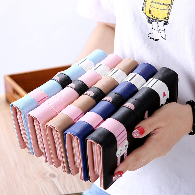 Women's Fashion Cartoon Cat Large Capacity Zipper Phone Bags