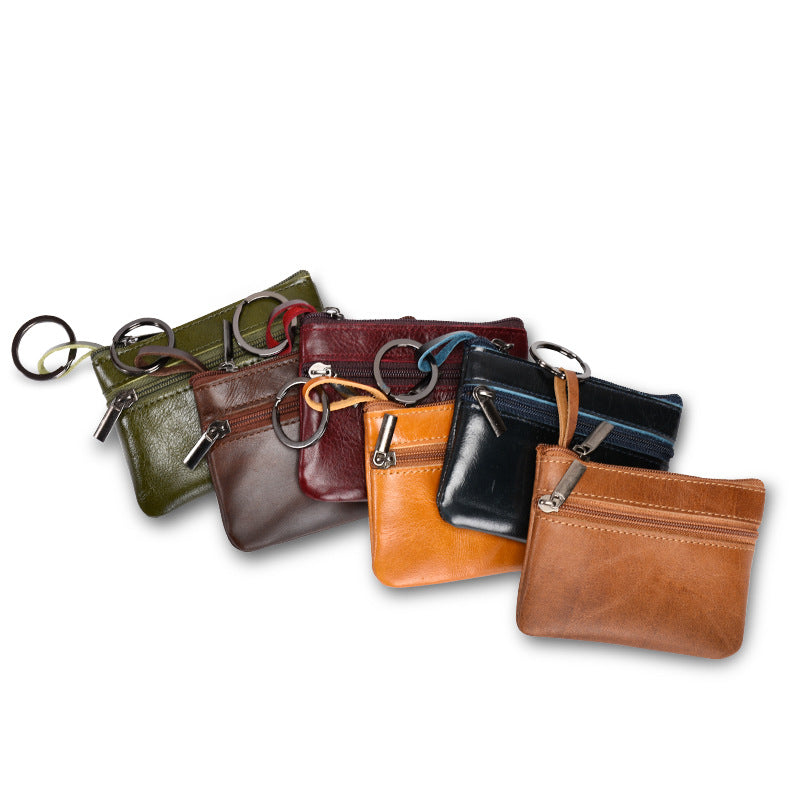 Women's Genuine Leather Mini Multifunctional Vintage Zipper Bags