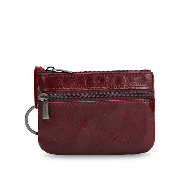 Leather Mini Multifunctional Vintage Zipper Short Coin Purses