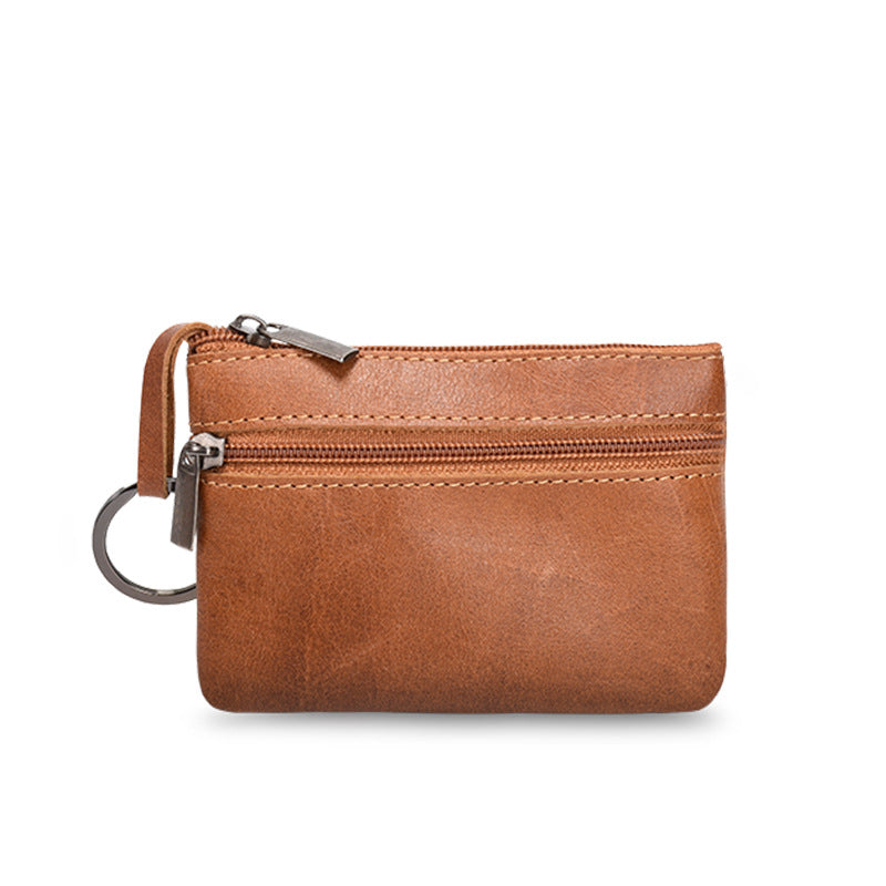 Leather Mini Multifunctional Vintage Zipper Short Coin Purses