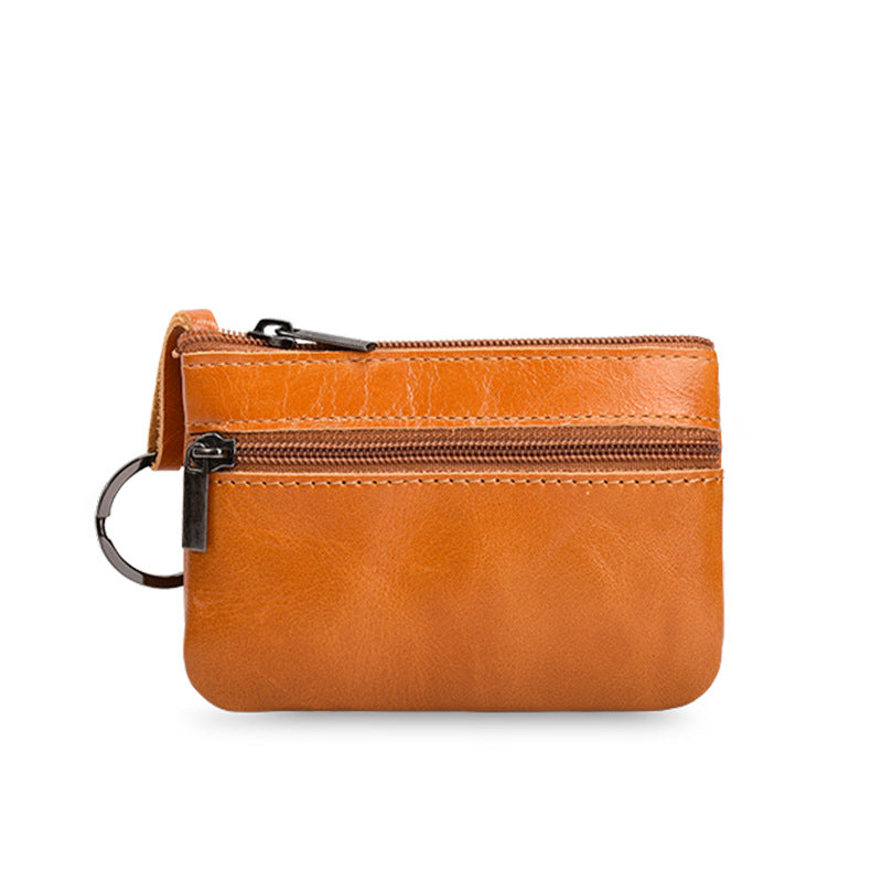 Leather Mini Multifunctional Vintage Zipper Short Coin Purses